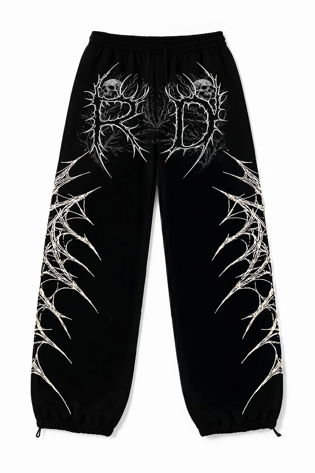 Graphic Wide-Leg Jogger Pants with Elastic Waist