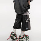 Men's Black Denim Cargo Shorts – Loose Knee-Length Drawstring Shorts
