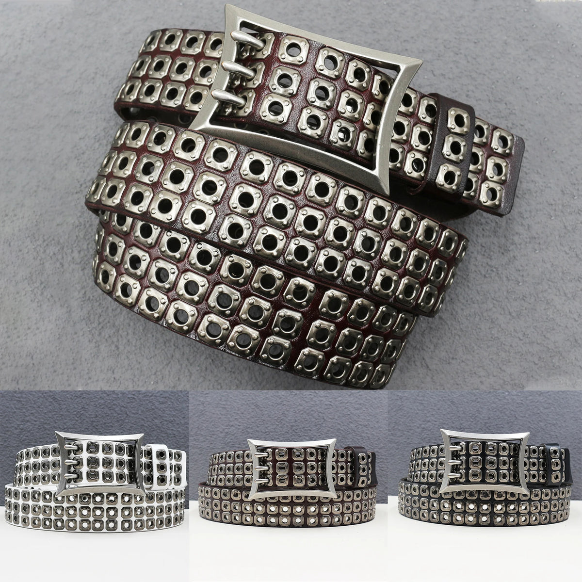Punk Studded Leather Belt