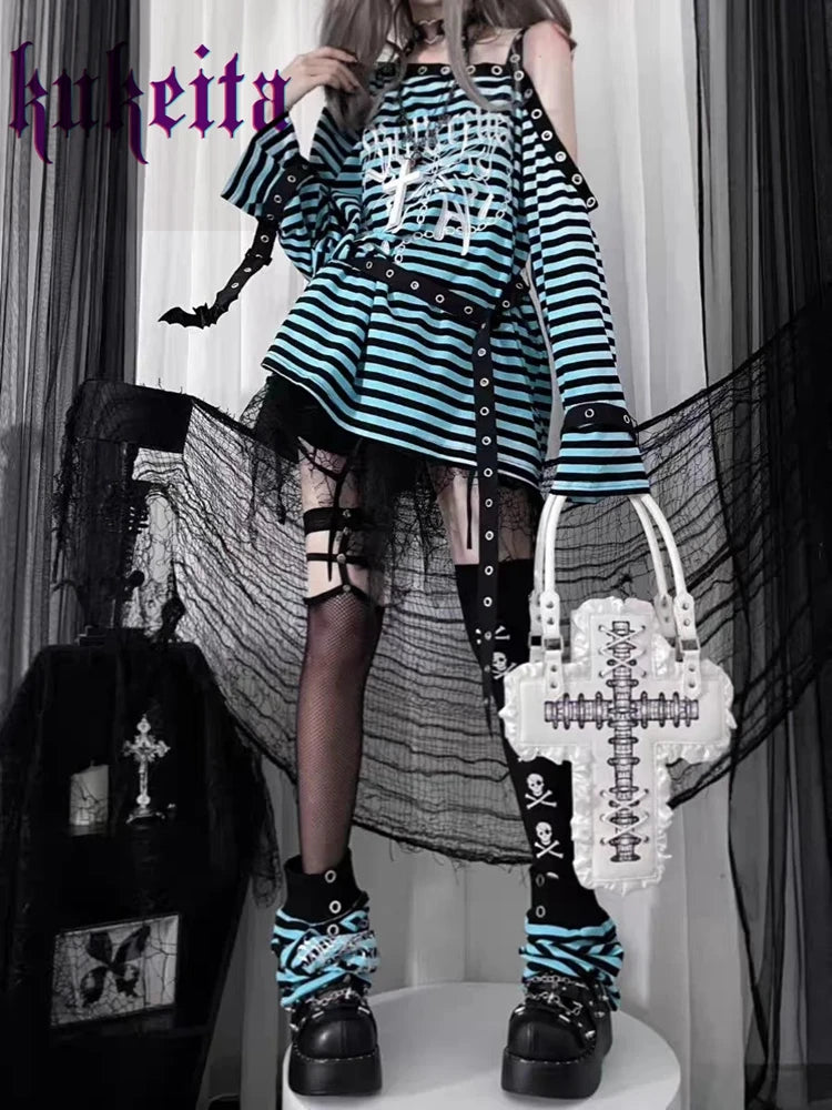 Striped Gothic Graphic Top
