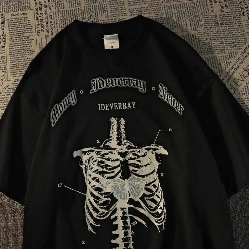 Black Skeleton Graphic T-Shirt – Short Sleeve