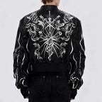 Men’s Black Embroidered PU Leather Jacket