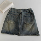 Women's Blue Denim A-Line Mini Skirt