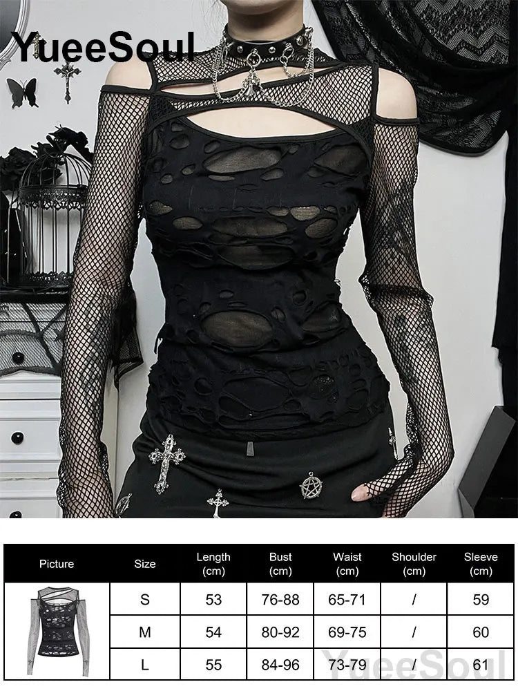 Women's Black Lace Long-Sleeve Top