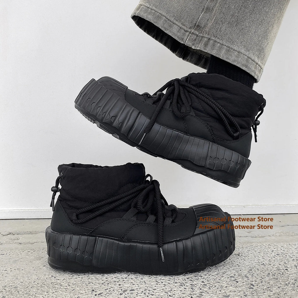 Men's Ankle Boots with Plush Lining and Chunky Rubber Sole