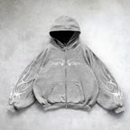 Women's Black Tribal Print Zip-Up Hoodie