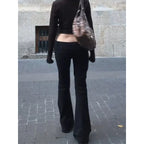 Women's Black Low-Rise Flared Jeans