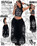 Japanese-Inspired Floral Print Wide-Leg Pants