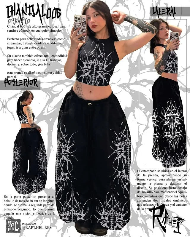 Japanese-Inspired Floral Print Wide-Leg Pants