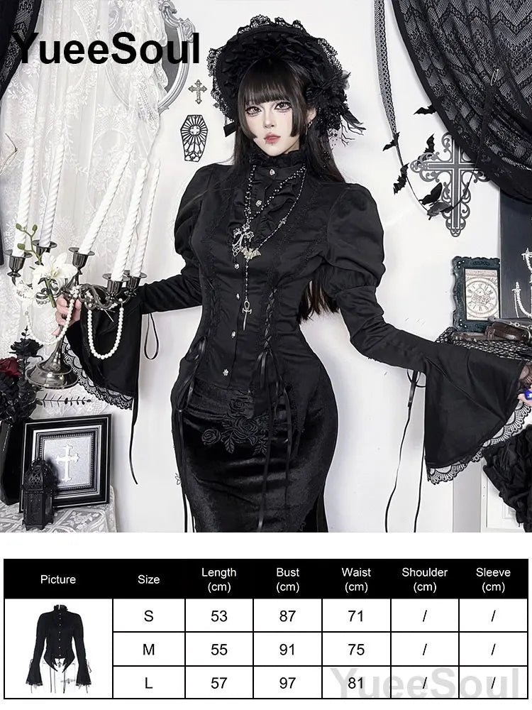 Women's Black Lace Long-Sleeve Top