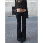 Women's Black Low-Rise Flared Jeans
