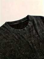 Washed Black T-Shirt with Red Rose Graphic