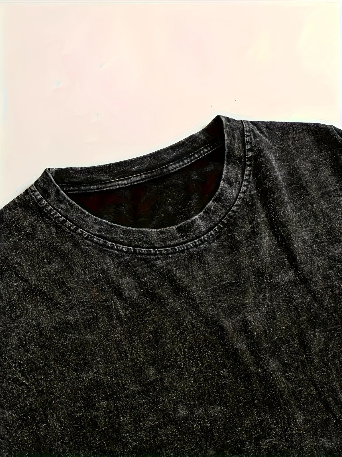 Washed Black T-Shirt with Red Rose Graphic