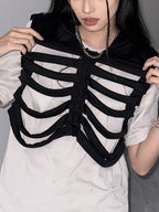 Grunge Hollowed Skeleton Hooded Vest
