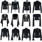 Women's Black Lace Long-Sleeve Top