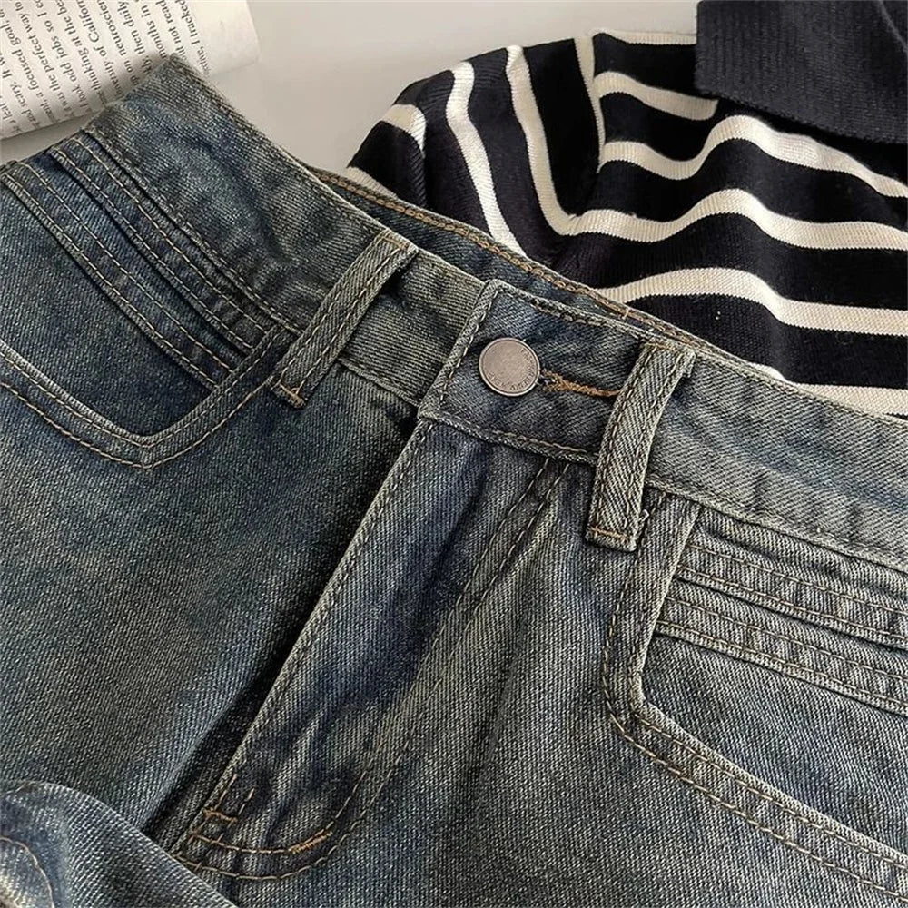 Women's Blue Denim A-Line Mini Skirt
