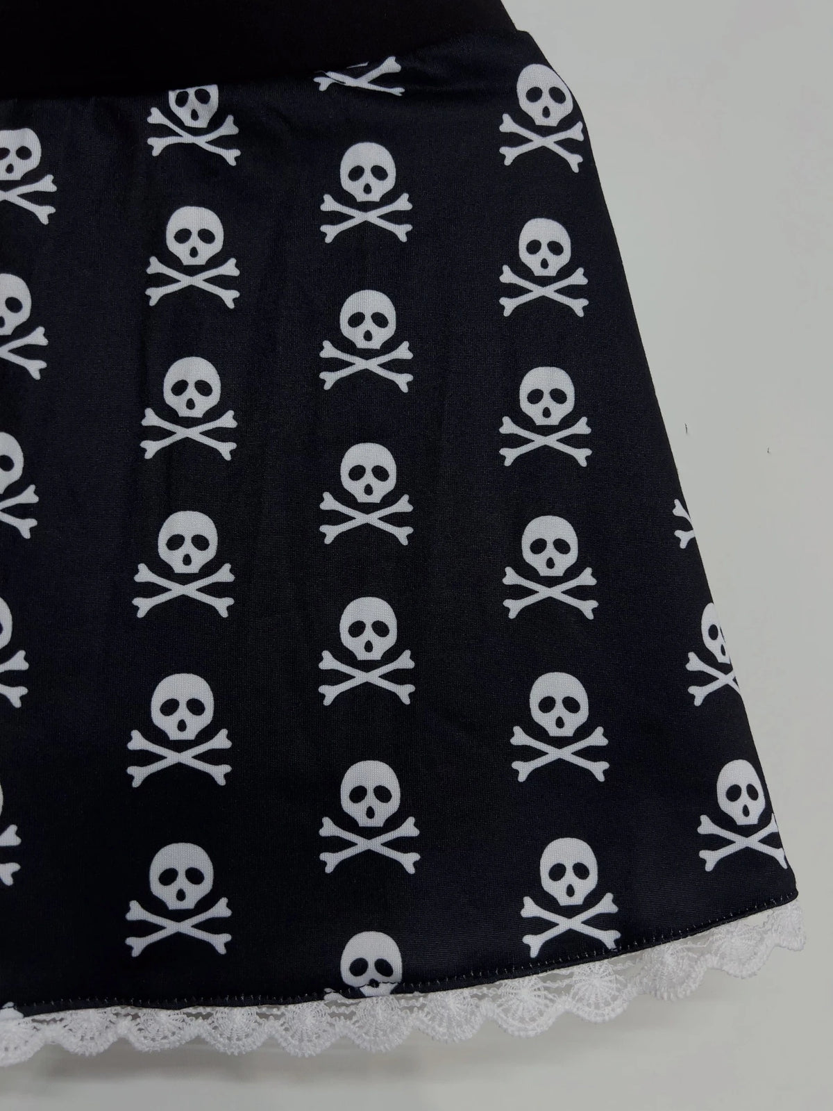 Women's Skull Print Mini Skirt with Lace Trim