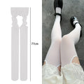 Lace-Trim Thigh-High Suspender Stockings – One Size