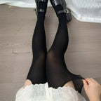 Lace-Trim Thigh-High Suspender Stockings – One Size