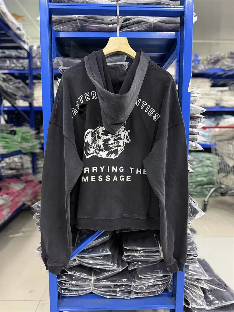 Men's Black Graphic Zip Hoodie