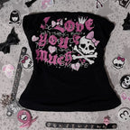 Black Graphic Skull and Crossbones T-Shirt