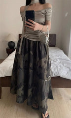 Women's High-Waisted A-Line Camouflage Skirt