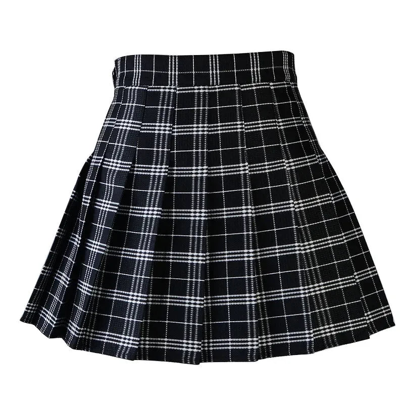 Grunge Plaid Pleated Mini Skirt