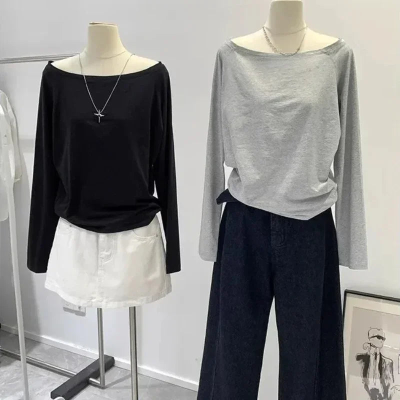Women's One-Shoulder Long-Sleeve Top