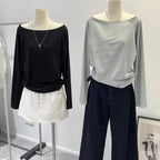 Women's One-Shoulder Long-Sleeve Top