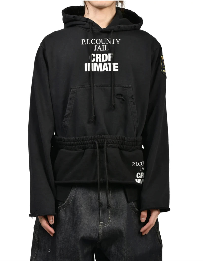 Washed Distressed Two-Piece Hoodie Pullover
