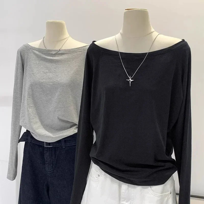 Women's One-Shoulder Long-Sleeve Top