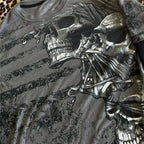 Women's Gray Skull Graphic Long-Sleeve Top