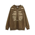 Skeleton Graphic Distressed Pullover Hoodie
