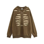 Skeleton Graphic Distressed Pullover Hoodie