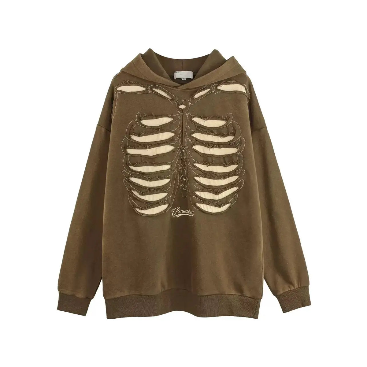 Skeleton Graphic Distressed Pullover Hoodie