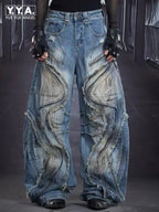 Men's Distressed Wide-Leg Cargo Jeans