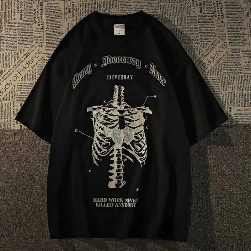 Black Skeleton Graphic T-Shirt – Short Sleeve