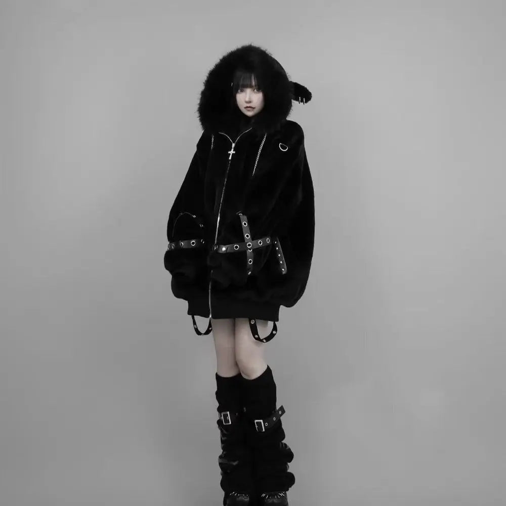 Women's Hooded Winter Jacket with Fluffy Trim
