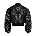 Men’s Black Embroidered PU Leather Jacket