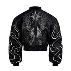 Men’s Black Embroidered PU Leather Jacket