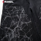 Men's Black Patchwork Wide-Leg Jeans