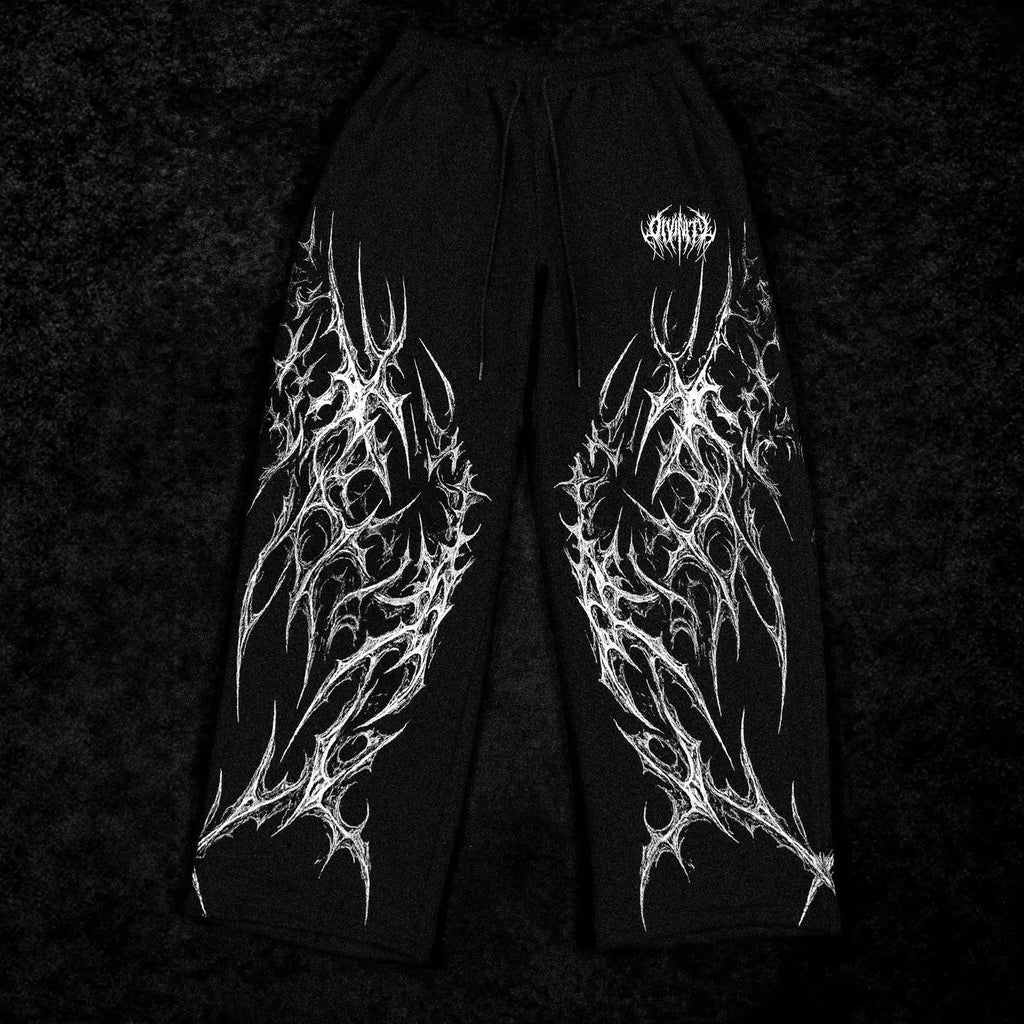 Men's Gothic Graphic Wide-Leg Sweatpants