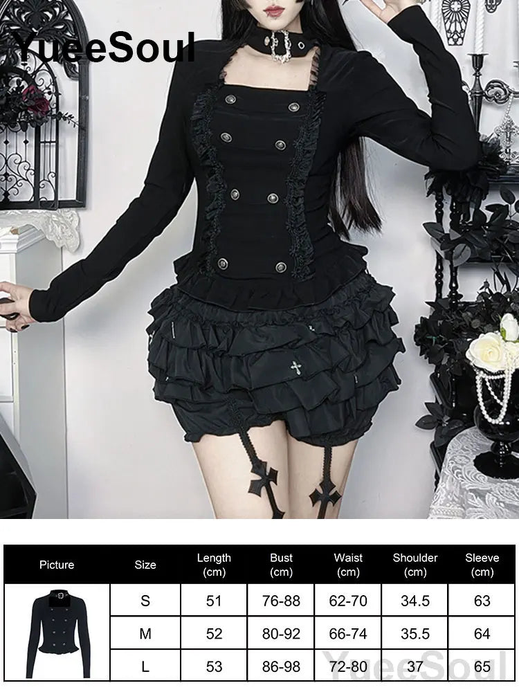 Women's Black Lace Long-Sleeve Top