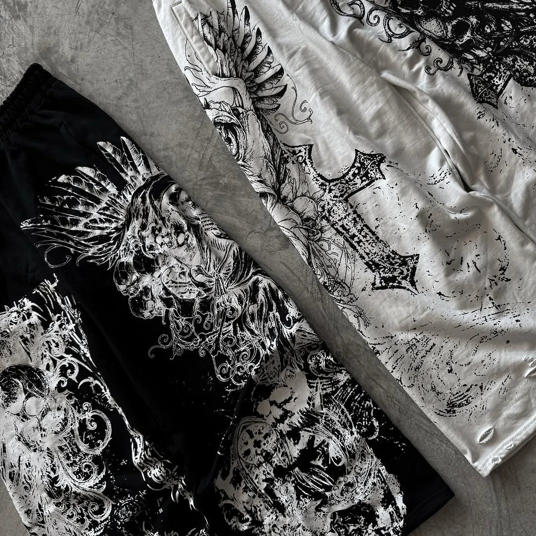 Skull Graphic Drawstring Sweatpants