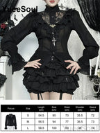 Women's Black Long-Sleeve Gothic Top