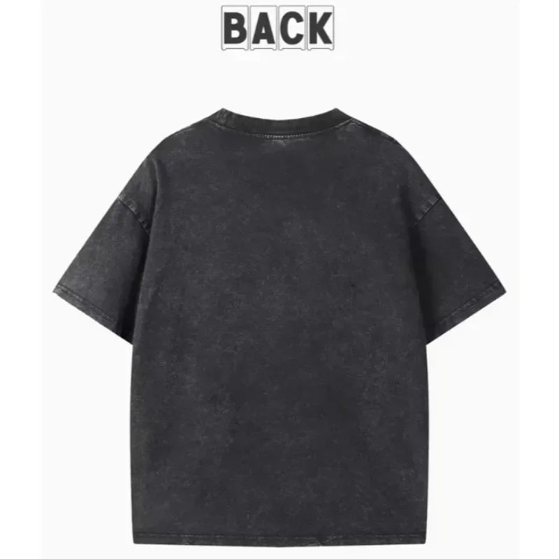 Women's Washed Black Graphic Print T-Shirt