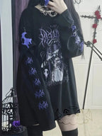 Women's Black Graphic Long-Sleeve T-Shirt