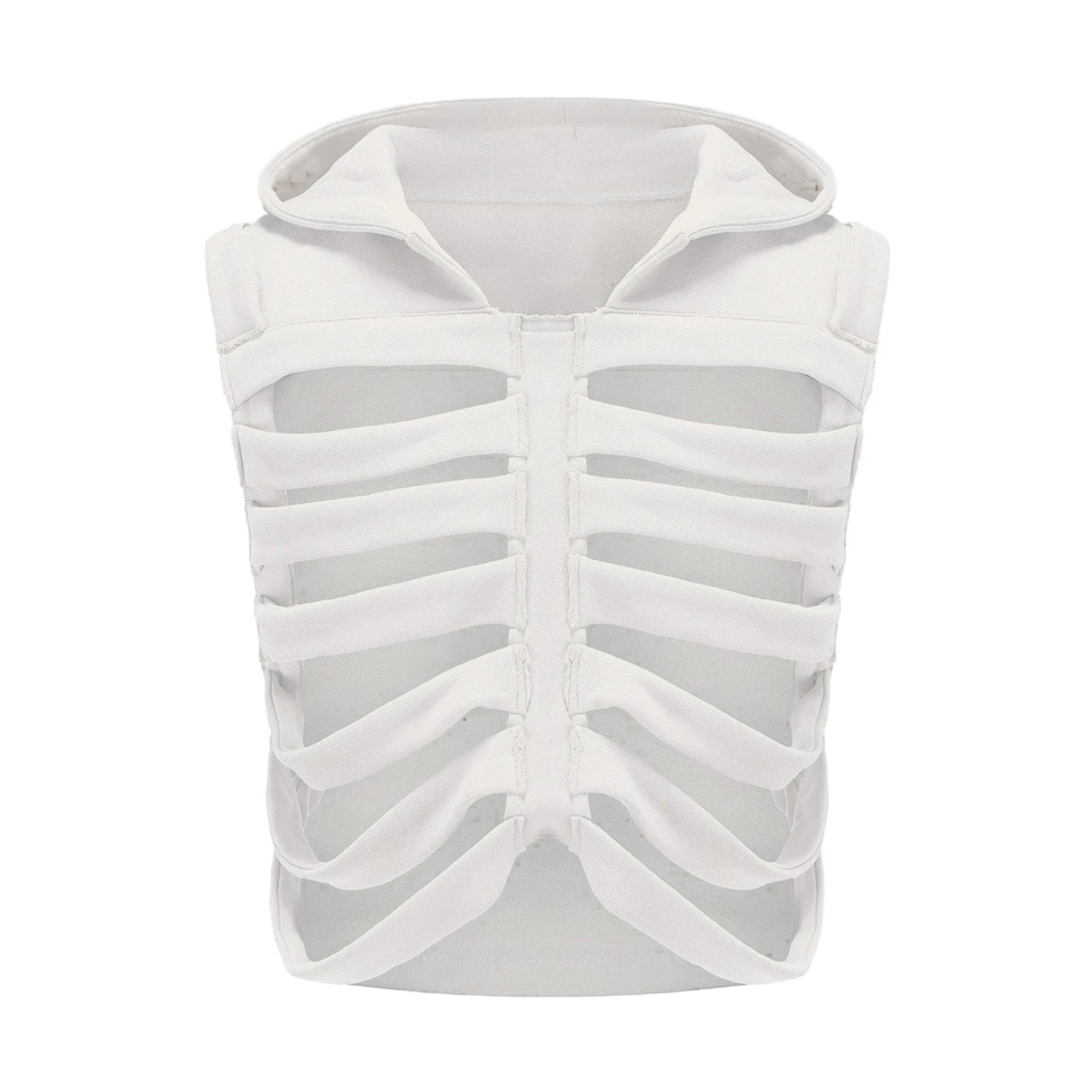 Sleeveless Hooded Skeleton-Style Vest