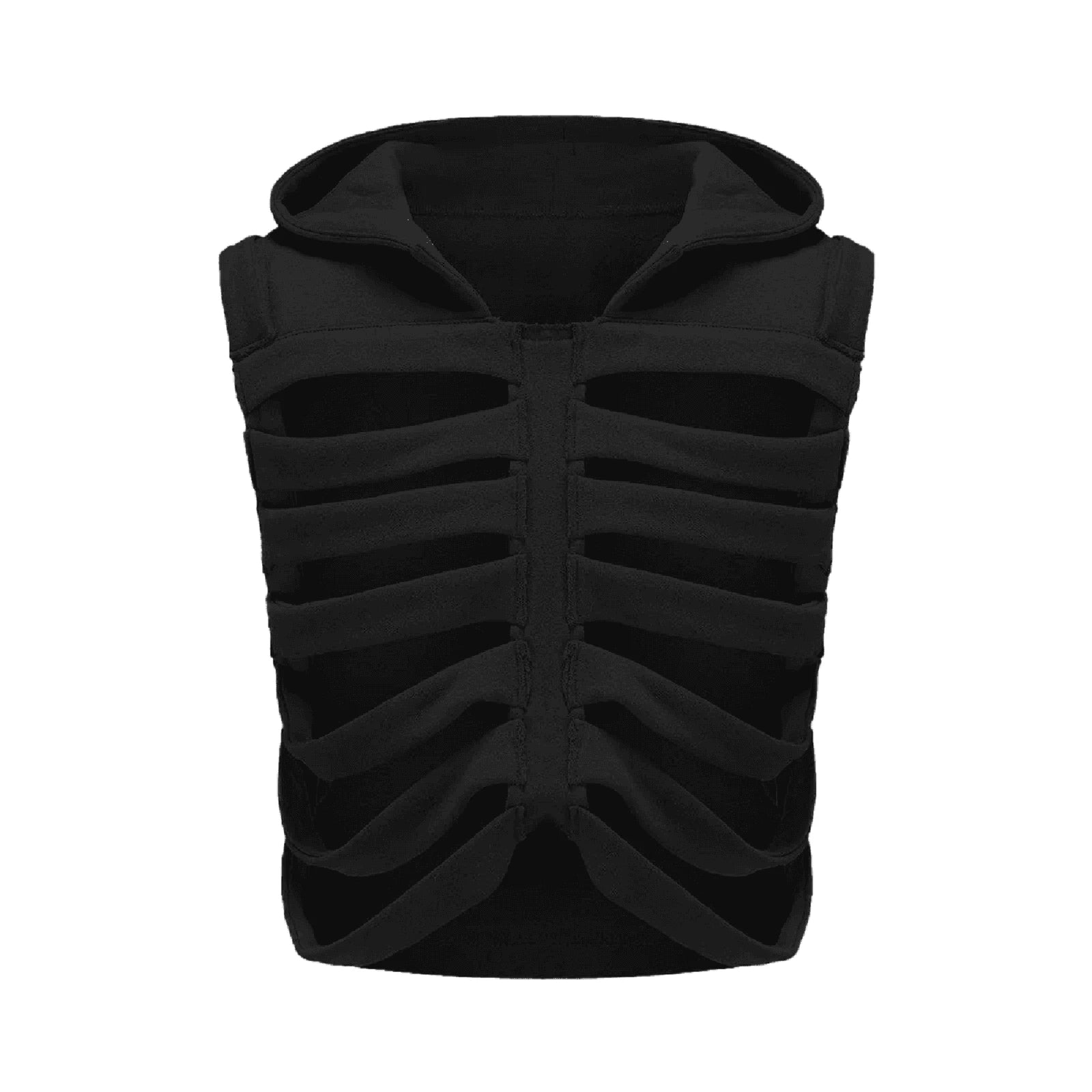 Sleeveless Hooded Skeleton-Style Vest