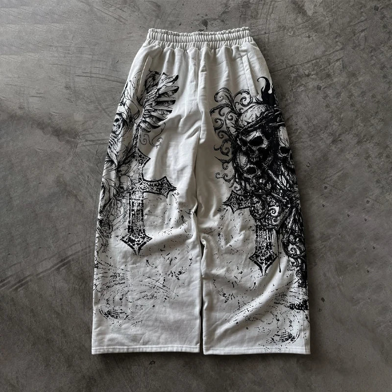 Skull Graphic Drawstring Sweatpants